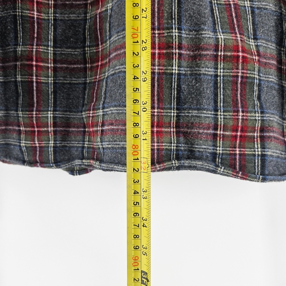 LL Bean Flannel Shirt Men Large Gray Red Plaid Traditional Fit Cotton A82 - Picture 7 of 7